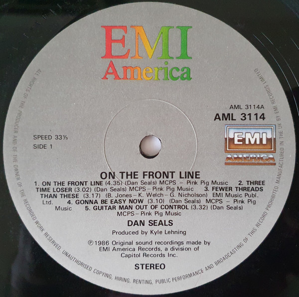 Dan Seals - On The Frontline | EMI America (AML 3114) - 3 Dan Seals - On The Frontline | EMI America (AML 3114) - 3