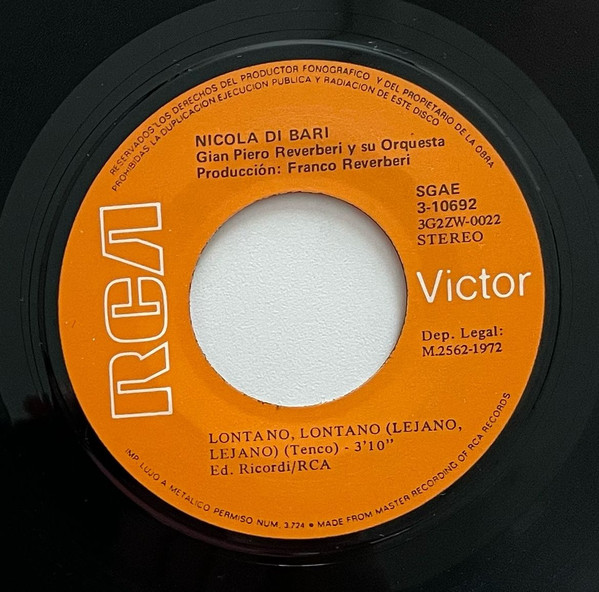 Nicola Di Bari - Chitarra Suona Più Piano = Guitarra Suena Mas Bajo / Lontano, Lontano = Lejano, Lejano | RCA Victor (3-10692) - 4