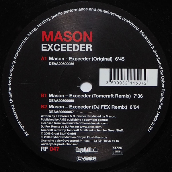 Mason - Exceeder | Royal Flush Records (RF 047) - 2 Mason - Exceeder | Royal Flush Records (RF 047) - 2