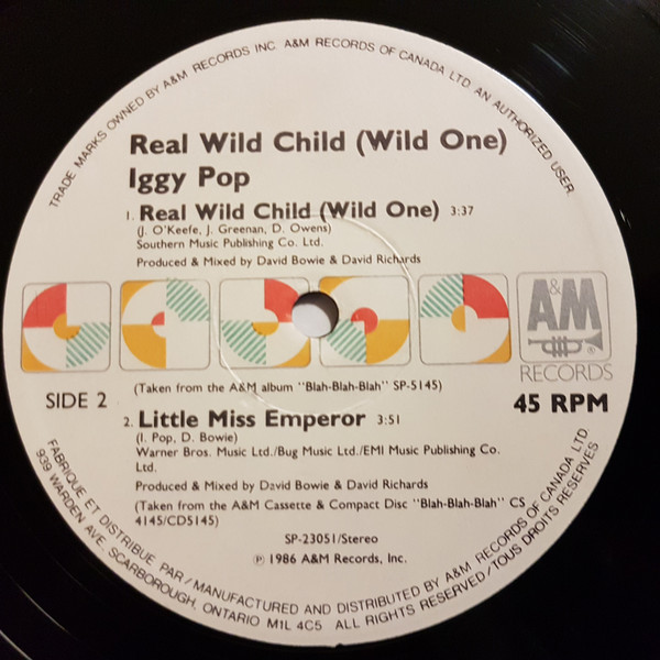 Iggy Pop - Real Wild Child (Wild One) (12") [Vinyl] | A&M Records (SP-23051) - 4