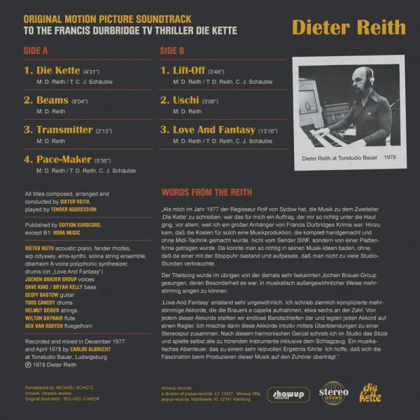Dieter Reith + Tender Aggression - Die Kette (Original Motion Picture Soundtrack) | ShowUp Records (showup 08lp) - 2