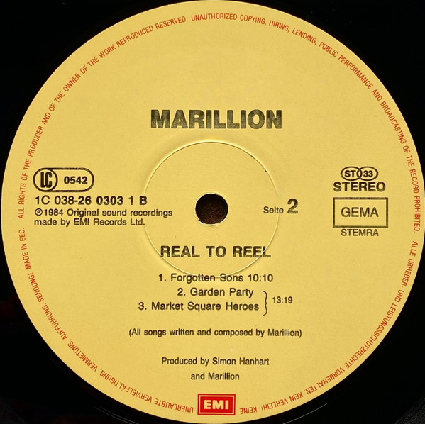 Marillion - Real To Reel | EMI Electrola (1C 038-26 0303 1) - 3 Marillion - Real To Reel | EMI Electrola (1C 038-26 0303 1) - 3