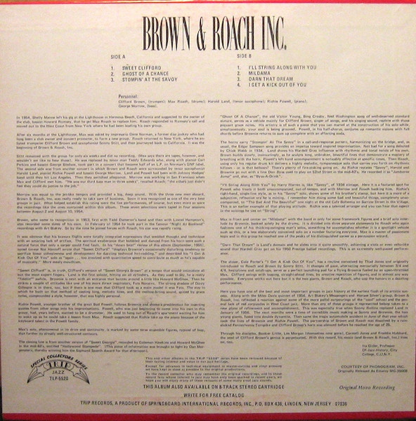 Clifford Brown And Max Roach - Brown & Roach Inc. - 1954 | TRIP (TLP-5520) - 2 Clifford Brown And Max Roach - Brown & Roach Inc. - 1954 | TRIP (TLP-5520) - 2