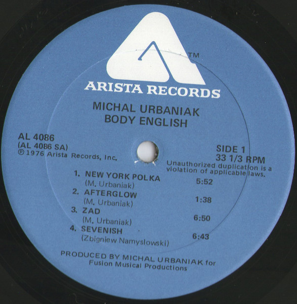 Michał Urbaniak - Body English | Arista (AL 4086) - 3