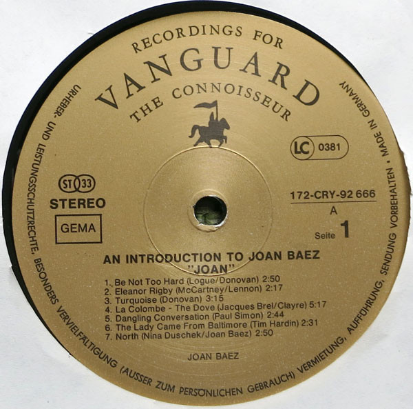 Joan Baez - An Introduction To Joan Baez - Joan / Farewell, Angelina | Vanguard (1 C 172-92 665/666) - 3 Joan Baez - An Introduction To Joan Baez - Joan / Farewell, Angelina | Vanguard (1 C 172-92 665/666) - 3