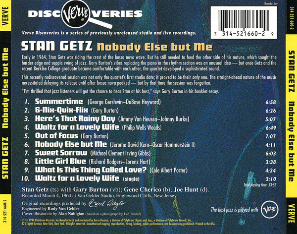 Stan Getz - Nobody Else But Me | Verve Records (314 521 660-2) - 2