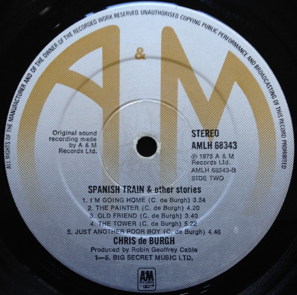 Chris de Burgh - Spanish Train And Other Stories | A&M Records (AMLH68343) - 4