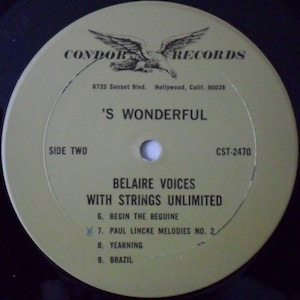 Belair Voices With Strings Unlimited - 'S Wonderful | Condor Records (CST-2470) - 4