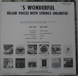 Belair Voices With Strings Unlimited - 'S Wonderful | Condor Records (CST-2470) - 2