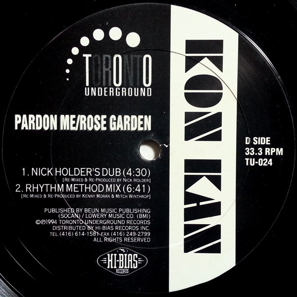 Kon Kan - Pardon Me / Rose Garden | Toronto Underground (TU-024) - 4