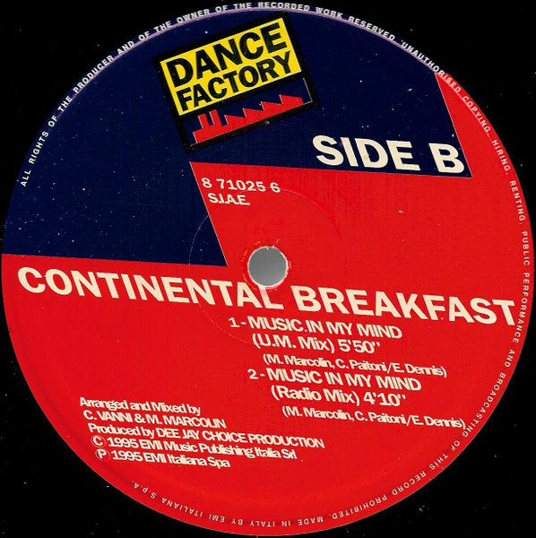 Continental Breakfast - Music In My Mind | Dance Factory (8 71025 6) - 2 Continental Breakfast - Music In My Mind | Dance Factory (8 71025 6) - 2