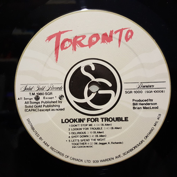 Toronto - Lookin' For Trouble | Solid Gold Records (SGR-1000) - 4