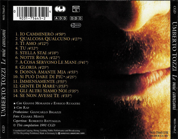 Umberto Tozzi - Le Mie Canzoni | CGD (9031 75645-2) - 2