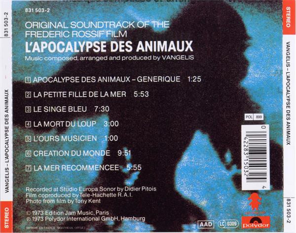 Vangelis - L'Apocalypse Des Animaux | Polydor (831 503-2) - 2