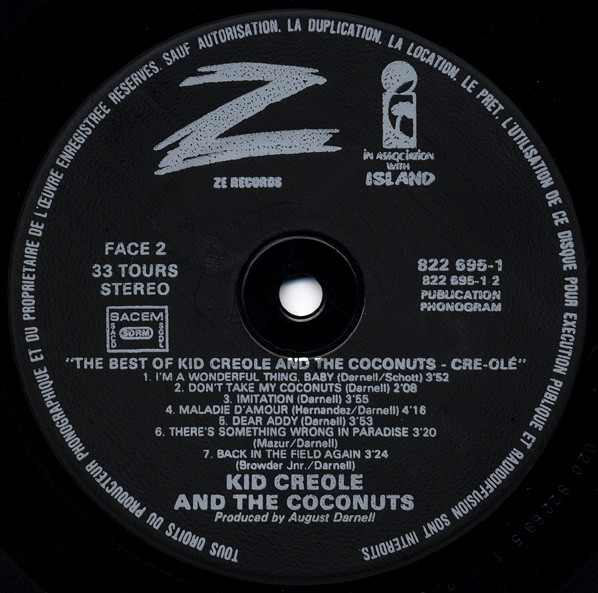 Kid Creole And The Coconuts - Cre~Olé (The Best Of Kid Creole & The Coconuts) | ZE Records (822 695-1) - 4