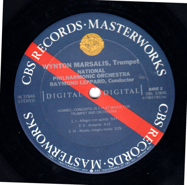 Wynton Marsalis , Joseph Haydn / Johann Nepomuk Hummel / Leopold Mozart , Raymond Leppard , National Philharmonic Orchestra - Trumpet Concertos | CBS Masterworks Digital (IM 37846)