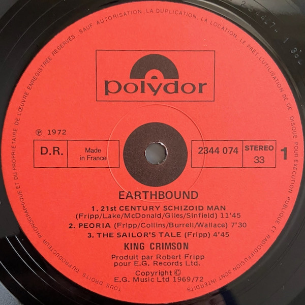 King Crimson - Earthbound | Polydor (2344 074) - 3