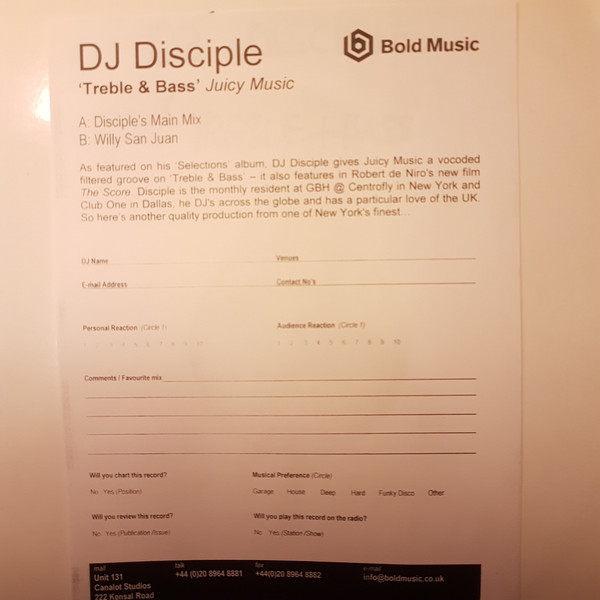 DJ Disciple - Bass & Treble | Not On Label (none) - 2 DJ Disciple - Bass & Treble | Not On Label (none) - 2