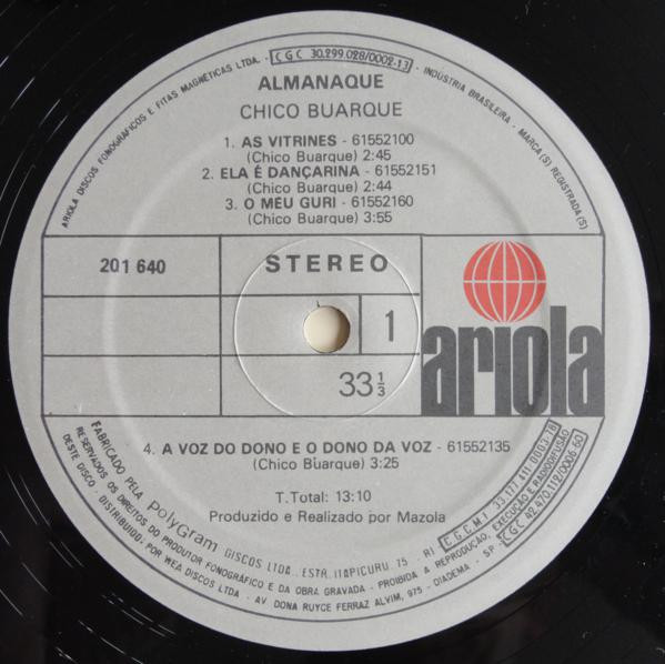 Chico Buarque - Almanaque | Ariola (201640) - 3
