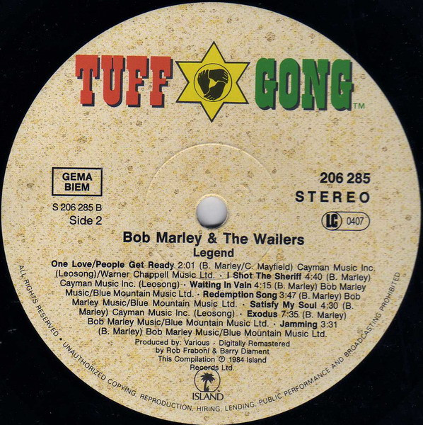 Bob Marley & The Wailers - Legend (The Best Of Bob Marley And The Wailers) | Tuff Gong (206 285) - 3 Bob Marley & The Wailers - Legend (The Best Of Bob Marley And The Wailers) | Tuff Gong (206 285) - 3