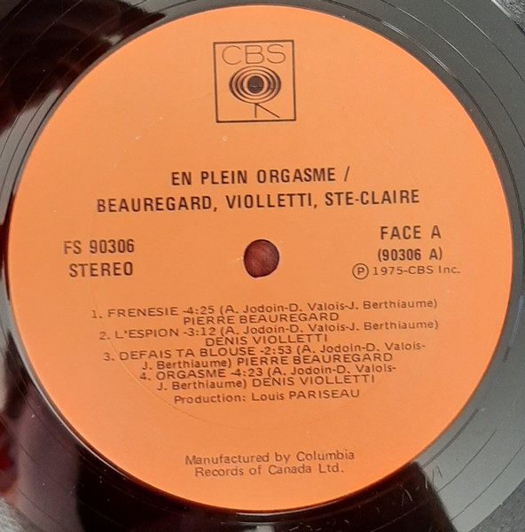 Beauregard, Violletti & Ste-Claire - En Plein Orgasme [Vinyl] | CBS (FS 90306) - 4
