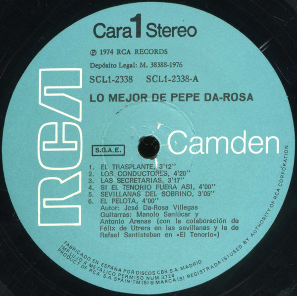 Pepe Da Rosa - Lo Mejor De Pepe Da Rosa | RCA Camden (SCL1-2338) - 3