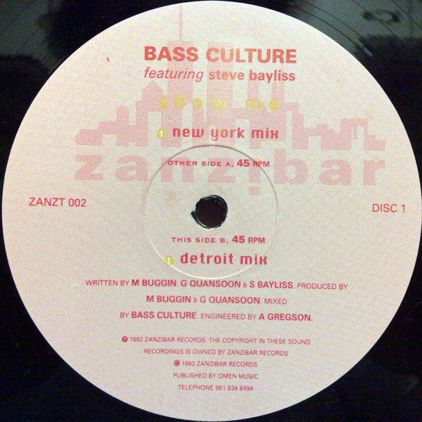 Bass Culture Featuring Steve Bayliss - Show Me | Zanzibar Records (ZANZT 002) - 2 Bass Culture Featuring Steve Bayliss - Show Me | Zanzibar Records (ZANZT 002) - 2