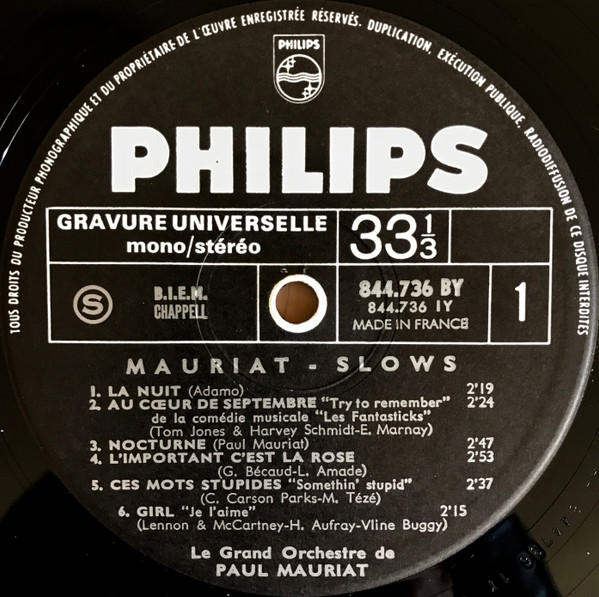 Le Grand Orchestre De Paul Mauriat - Mauriat Slows | Philips (844.736 BY) - 3