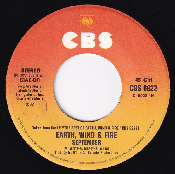 Earth, Wind & Fire - September | CBS (CBS 6922) - 3