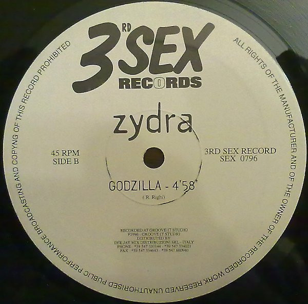 Zydra - Jack The Ripper / Godzilla | 3rd Sex Records (SEX 0796) - main