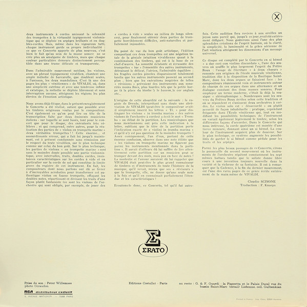 Antonio Vivaldi , Claudio Scimone , I Solisti Veneti - Les Concertos Pour Mandoline / Concerto Pour Violon Discordato | Erato (STU 70545) - 4