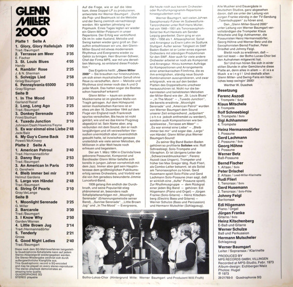 Werner Baumgart's Big Band Baden-Baden - Glenn Miller 2000 | MPS Records (29 21793-0) - 2 Werner Baumgart's Big Band Baden-Baden - Glenn Miller 2000 | MPS Records (29 21793-0) - 2