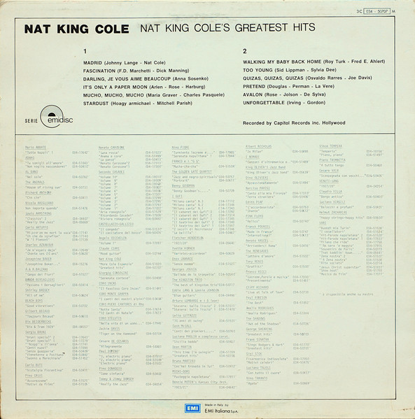 Nat King Cole - Nat King Cole's Greatest Hits | Emidisc (3C 034-50707 M) - 2 Nat King Cole - Nat King Cole's Greatest Hits | Emidisc (3C 034-50707 M) - 2