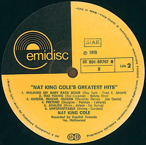 Nat King Cole - Nat King Cole's Greatest Hits | Emidisc (3C 034-50707 M) - 4 Nat King Cole - Nat King Cole's Greatest Hits | Emidisc (3C 034-50707 M) - 4