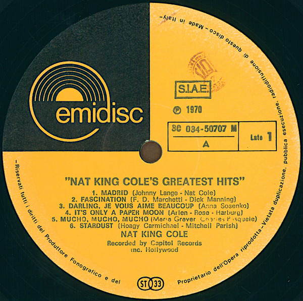 Nat King Cole - Nat King Cole's Greatest Hits | Emidisc (3C 034-50707 M) - 3 Nat King Cole - Nat King Cole's Greatest Hits | Emidisc (3C 034-50707 M) - 3