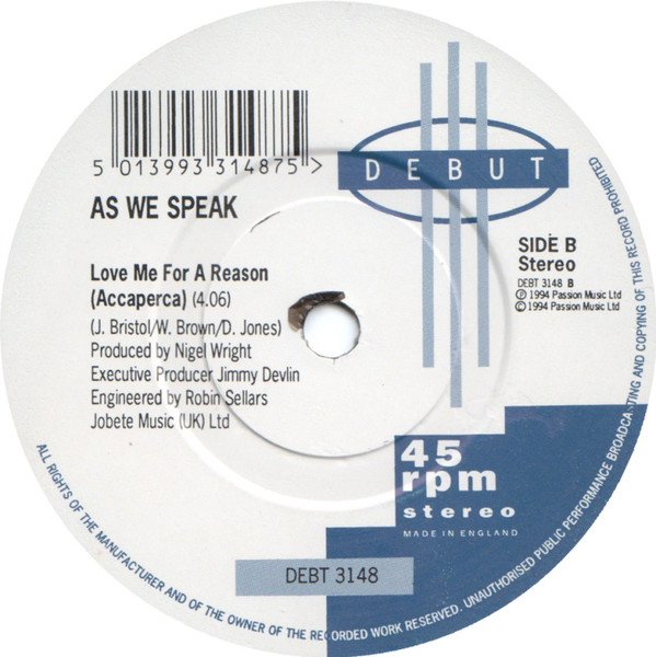 As We Speak - Love Me For A Reason | Debut (DEBT 3148) - 4