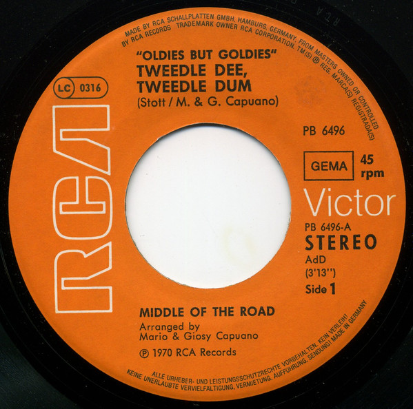 Middle Of The Road - Tweedle Dee, Tweedle Dum / The Talk Of All The USA | RCA Victor (PB 6496) - 3 Middle Of The Road - Tweedle Dee, Tweedle Dum / The Talk Of All The USA | RCA Victor (PB 6496) - 3
