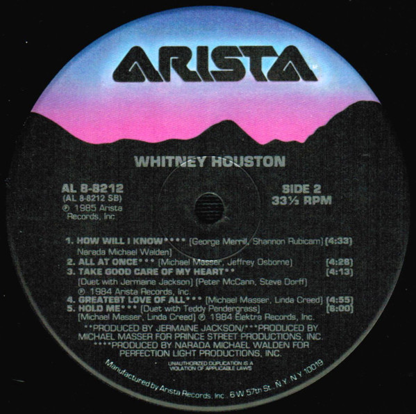 Whitney Houston - Whitney Houston | Arista (AL 8-8212) - 2 Whitney Houston - Whitney Houston | Arista (AL 8-8212) - 2