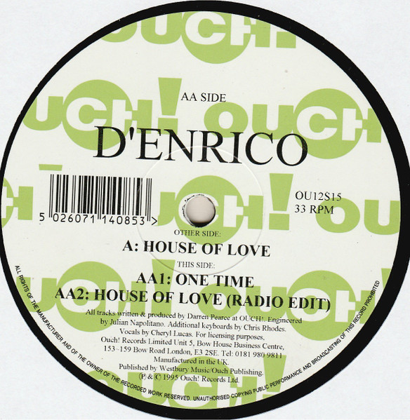 D'Enrico - House Of Love | Ouch! Records (OU12S15)