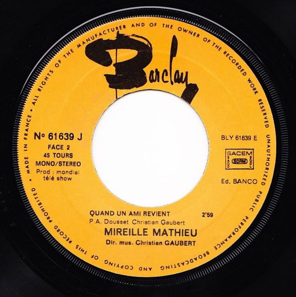 Mireille Mathieu - En Frappant Dans Nos Mains | Barclay (61.639) - 4