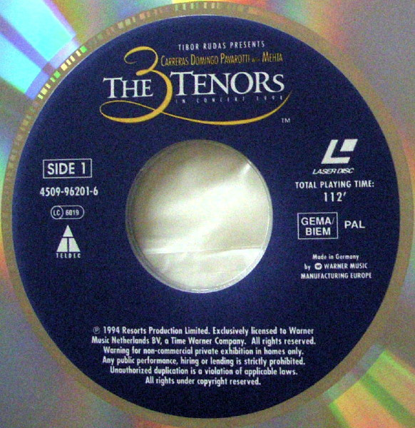 Tibor Rudas presents José Carreras , Placido Domingo , Luciano Pavarotti With Zubin Mehta - The 3 Tenors In Concert 1994 | Teldec (4509-96201-6) - 3 Tibor Rudas presents José Carreras , Placido Domingo , Luciano Pavarotti With Zubin Mehta - The 3 Tenors In Concert 1994 | Teldec (4509-96201-6) - 3