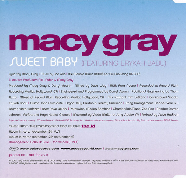 Macy Gray Featuring Erykah Badu - Sweet Baby | Epic (SAMPCS 10406 1) - 3
