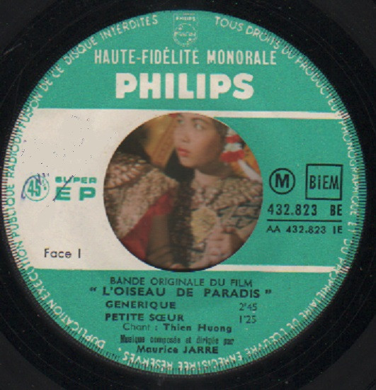 Maurice Jarre - Bande Originale Du Film L'oiseau De Paradis | Philips (432.823 BE) - 3