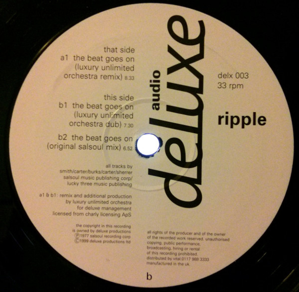 Ripple - The Beat Goes On | Deluxe Audio (delx 003) - main Ripple - The Beat Goes On | Deluxe Audio (delx 003) - main