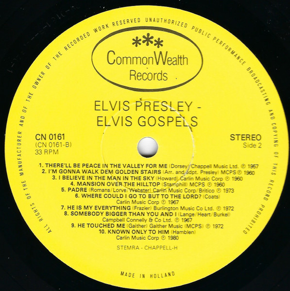 Elvis Presley - Elvis Gospels | Common Wealth Records (CN 0161) - 4