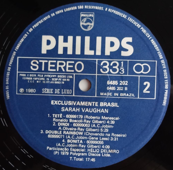 Sarah Vaughan - Exclusivamente Brasil | Philips (6485 202) - 4 Sarah Vaughan - Exclusivamente Brasil | Philips (6485 202) - 4
