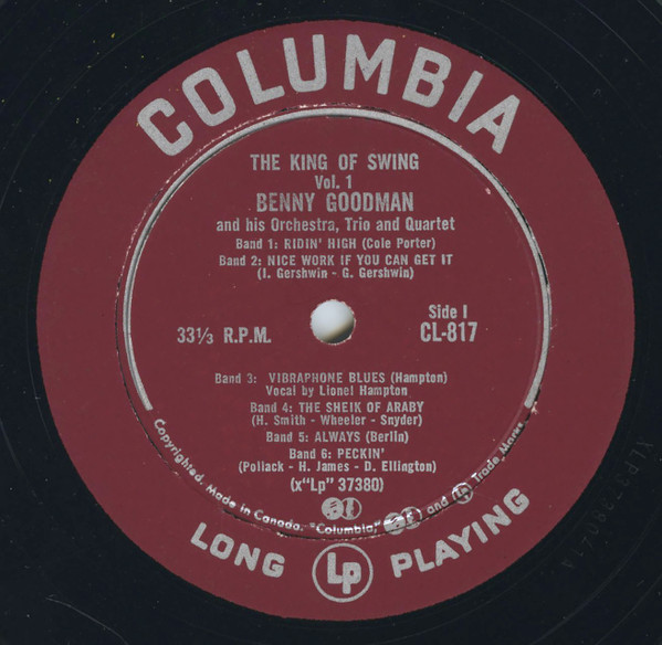 Benny Goodman - The King Of Swing Vol. 1 (1937-38 Jazz Concert No. 2) | Columbia (CL 817) - 3