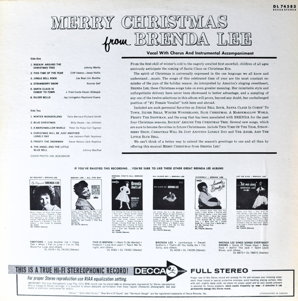 Brenda Lee - Merry Christmas From Brenda Lee | Decca (DL 74583) - 2 Brenda Lee - Merry Christmas From Brenda Lee | Decca (DL 74583) - 2