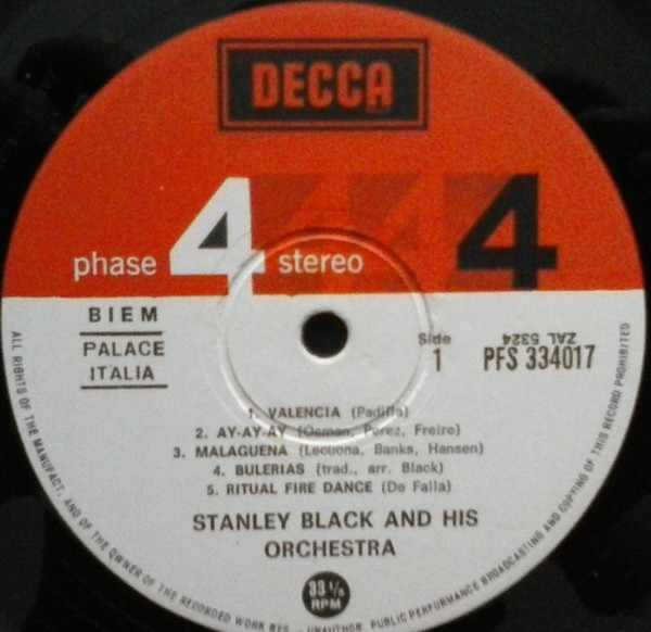 Stanley Black & His Orchestra - Spain | Decca (PFS 334017) - 3