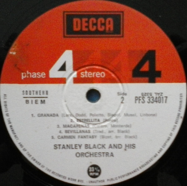 Stanley Black & His Orchestra - Spain | Decca (PFS 334017) - 4
